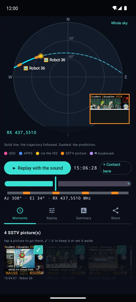 The ISS pass: a Robot 36 picture arriving on the sky, the four pictures below