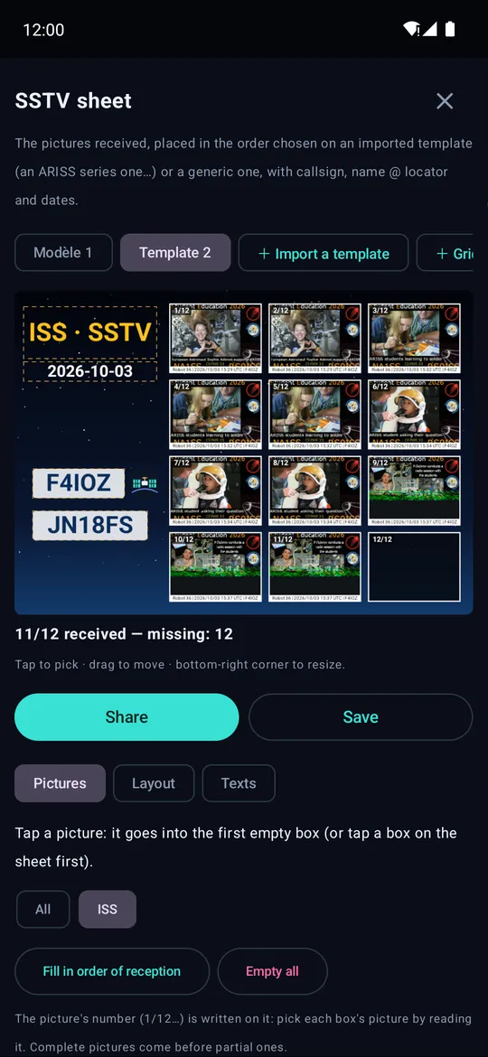 A sheet of the ISS pictures