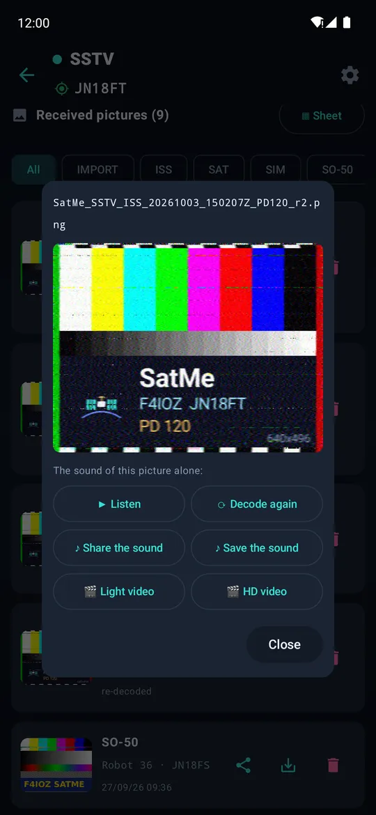 SSTV picture with its sound and video