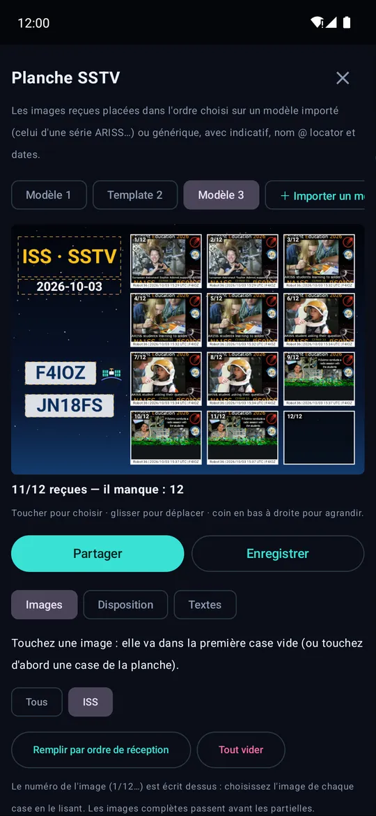 Une planche des images de l'ISS