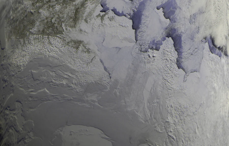 A METEOR-M2-4 pass decoded by SatMe: Alaska and the Bering Sea in colour