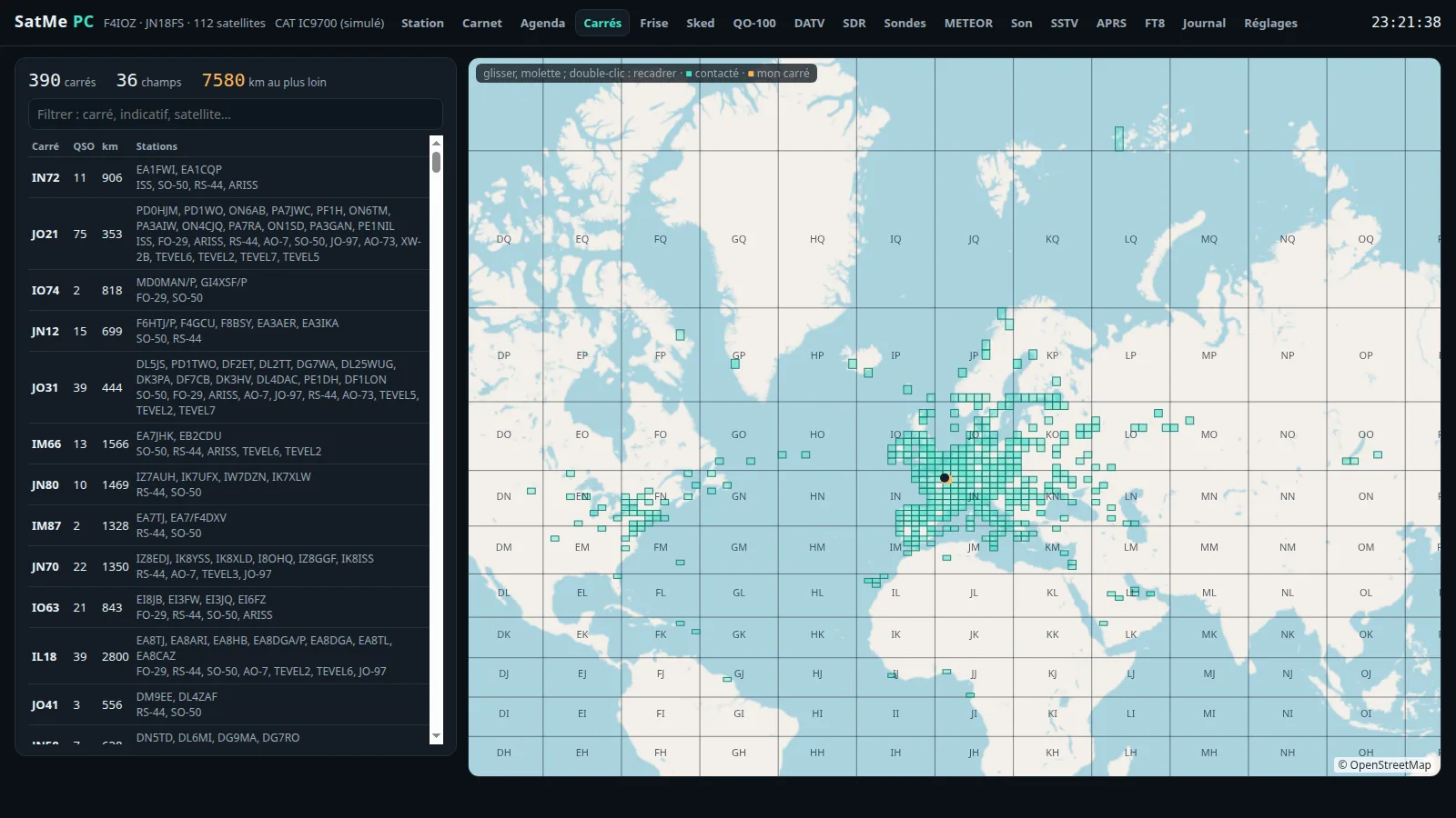 Locators contactés sur la carte