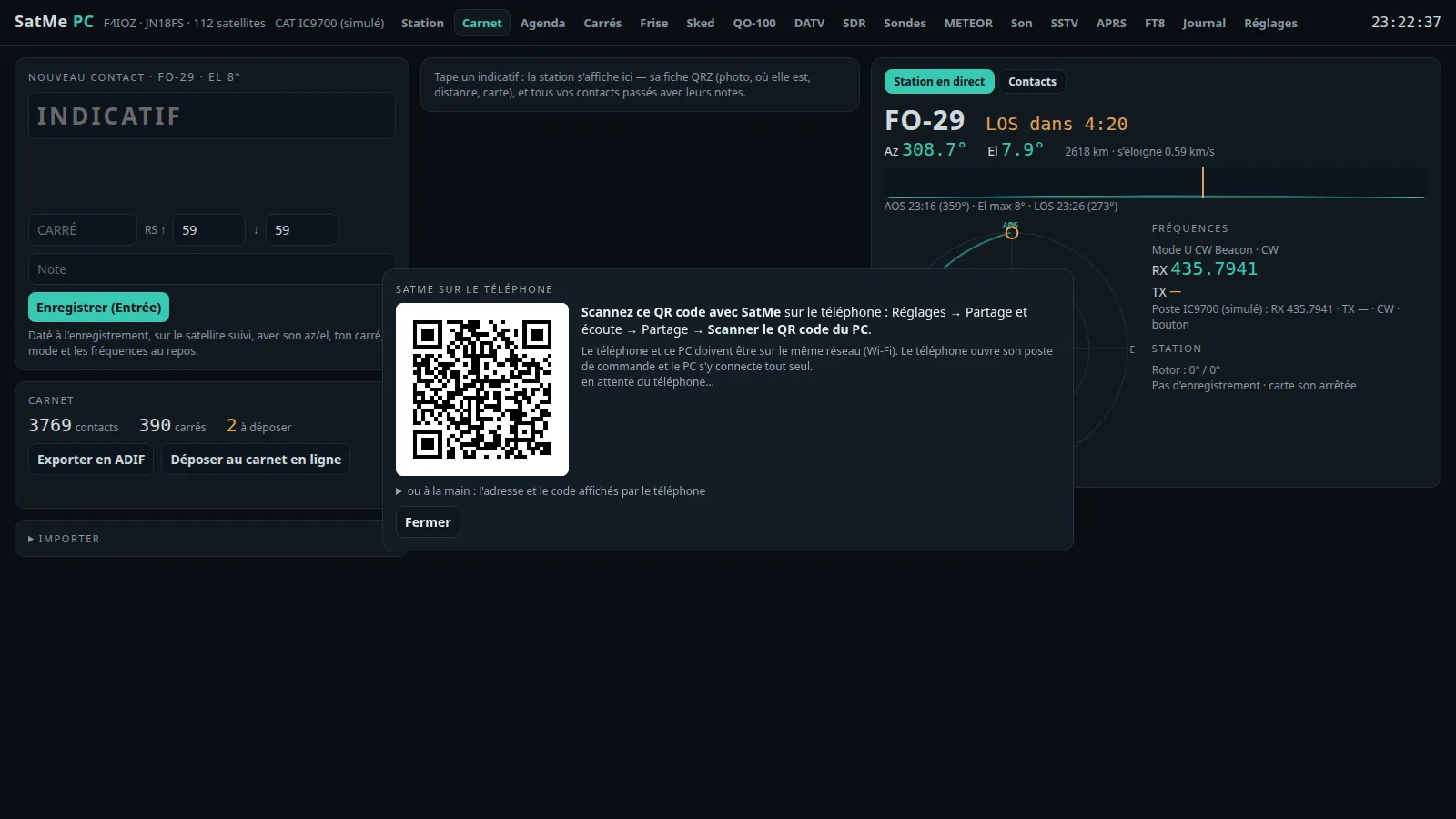 Le téléphone rejoint le PC en scannant un QR code