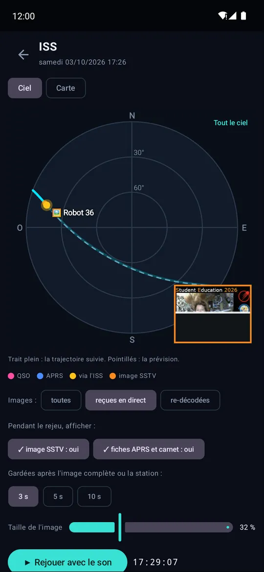 Journal des passages : le ciel et une image SSTV qui arrive