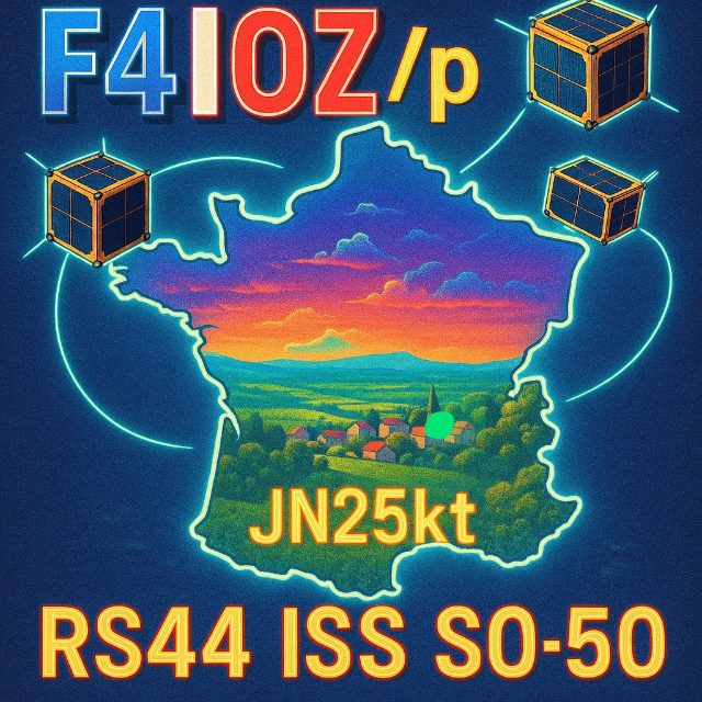 F4IOZ/p in JN25KT, RS-44, ISS and SO-50