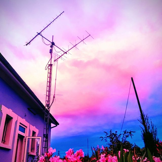 The satellite antennas above the house (retouched photo)